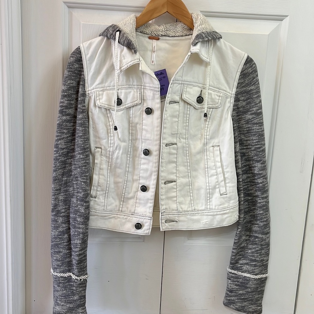 BRAND NEW Free People White Denim Jacket